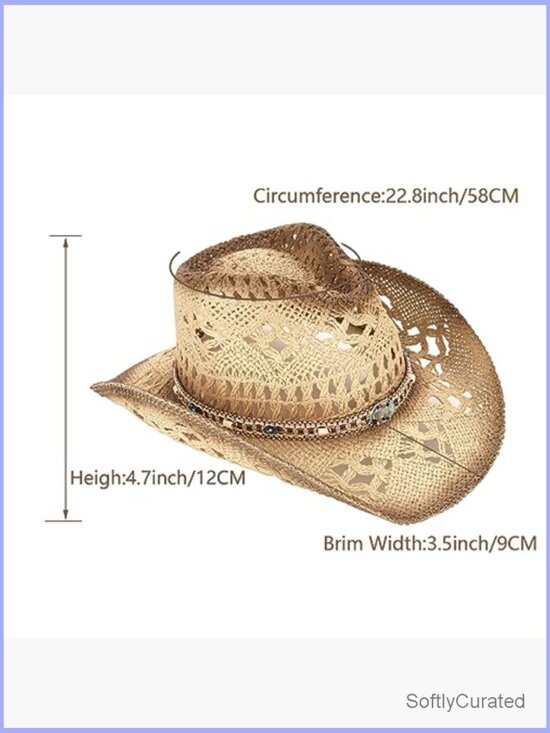 Straw Cowboy Hat with Two Decorative Bands - Handmade Sun Hat main image 6